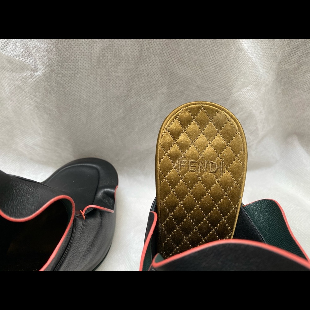Fendi Leather Ruffle-Accented Mules - Picture 11 of 13
